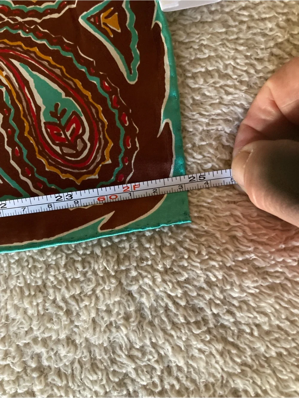 Double D Ranch Teal and Brown Paisley Silk Scarf